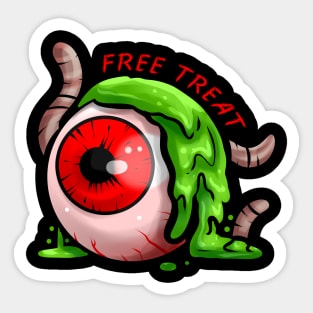 Free Treat Big Eyeball Green Slime Earthworm Halloween Sticker